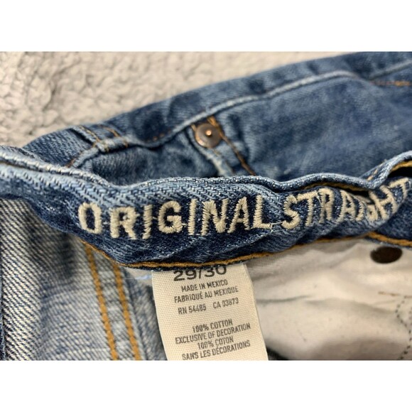 American Eagle 29/30 Original Straight Distressed Denim Blue Jeans Destroyed - Picture 7 of 13